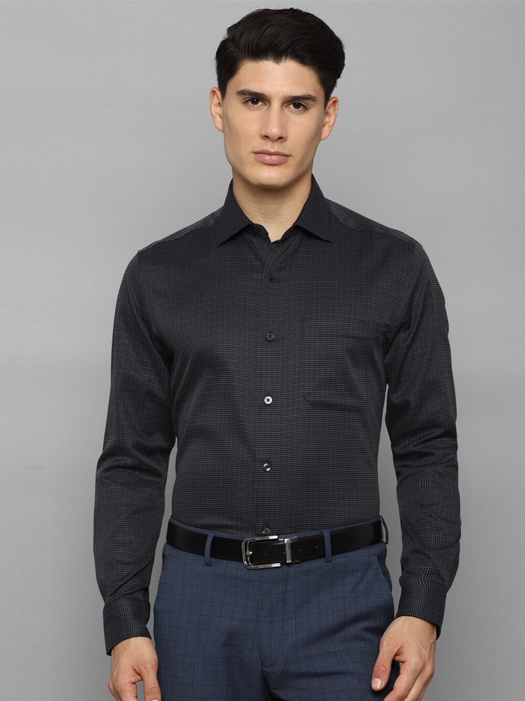 

Louis Philippe Permapress Men Black Micro Checks Wrinkle Free Formal Shirt
