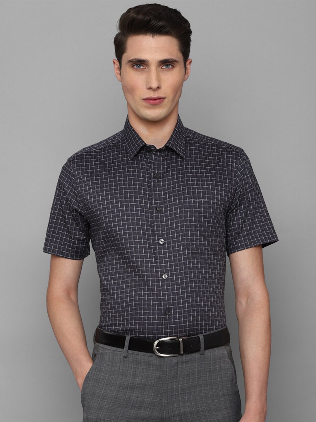 

Louis Philippe Men Navy Blue Slim Fit Printed Formal Shirt