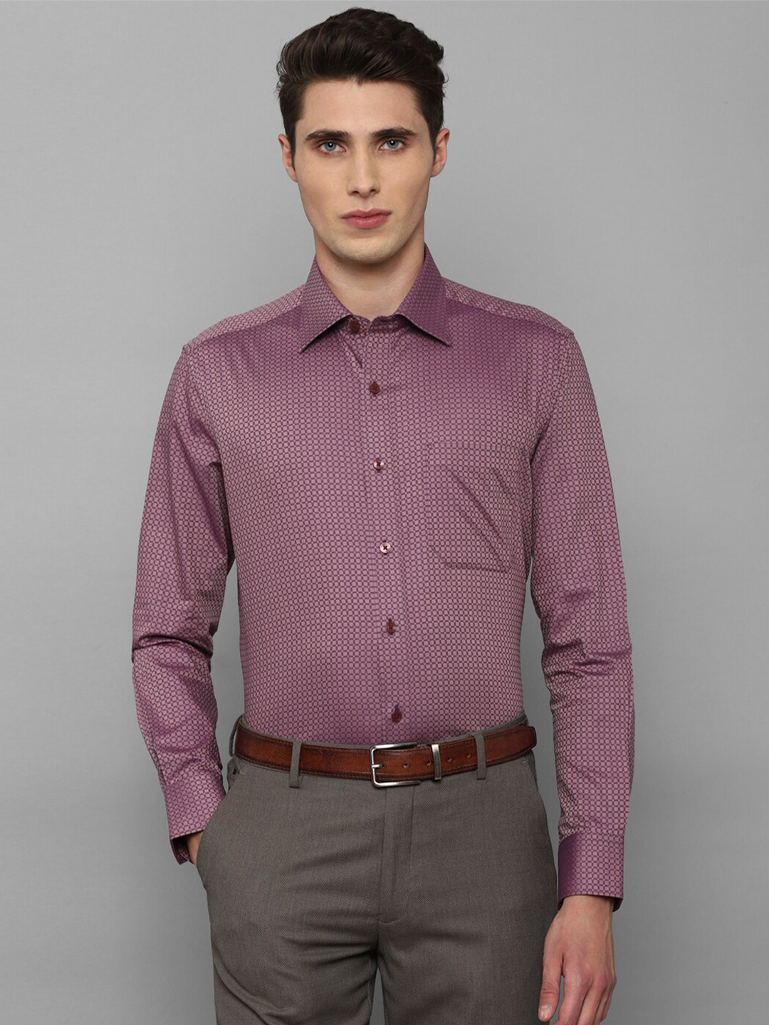 

Louis Philippe Men Purple Checked Formal Shirt