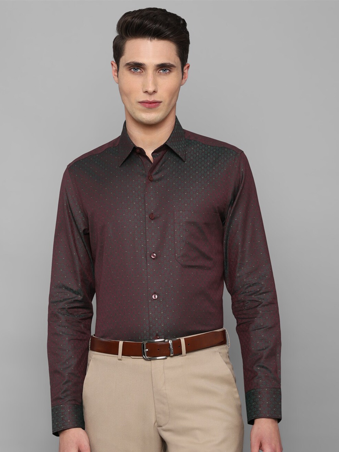 

Louis Philippe Men Purple Printed Formal Cotton Shirt