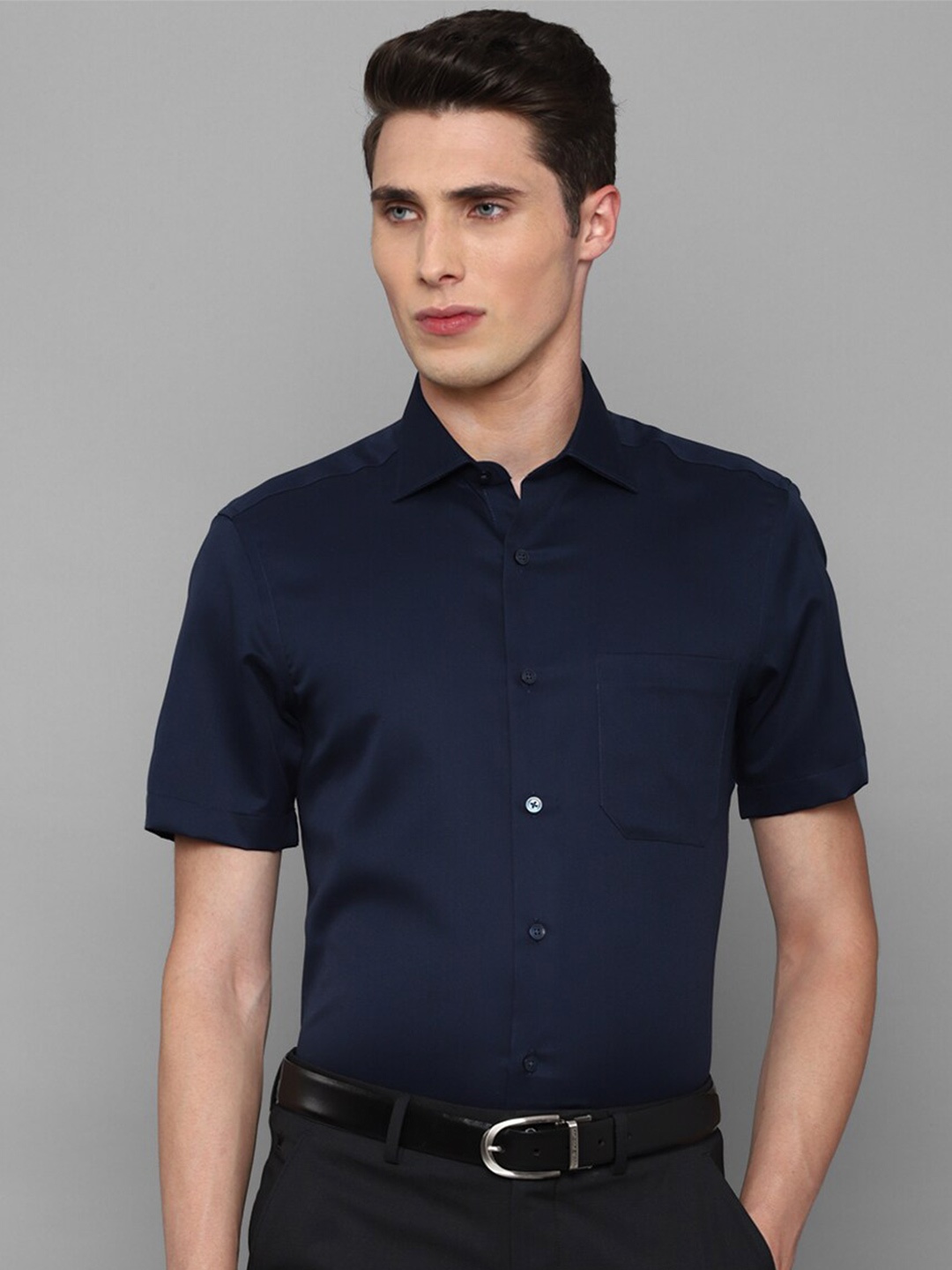 

Louis Philippe Men Navy Blue Formal Cotton Shirt