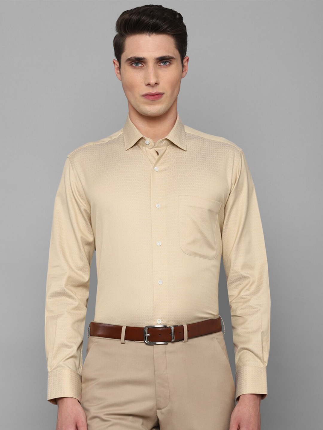 

Luxure by Louis Philippe Men Printed Cotton Formal Shirt, Khaki