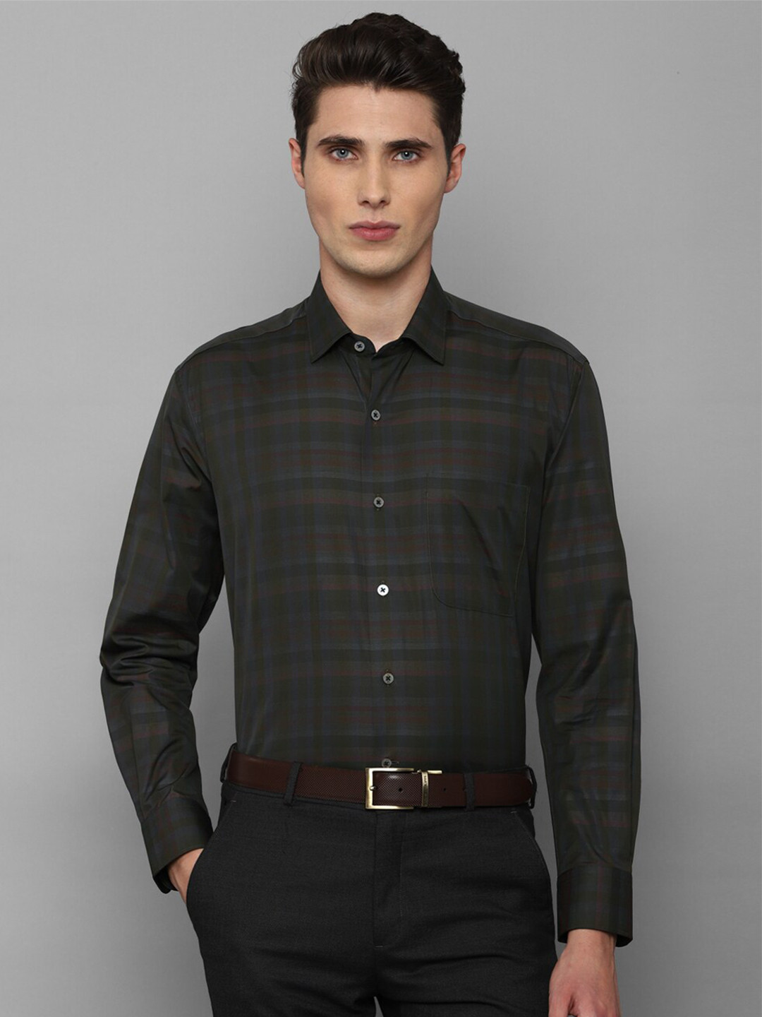 

Luxure by Louis Philippe Men Black Comfort Checked Cotton Formal Shirt