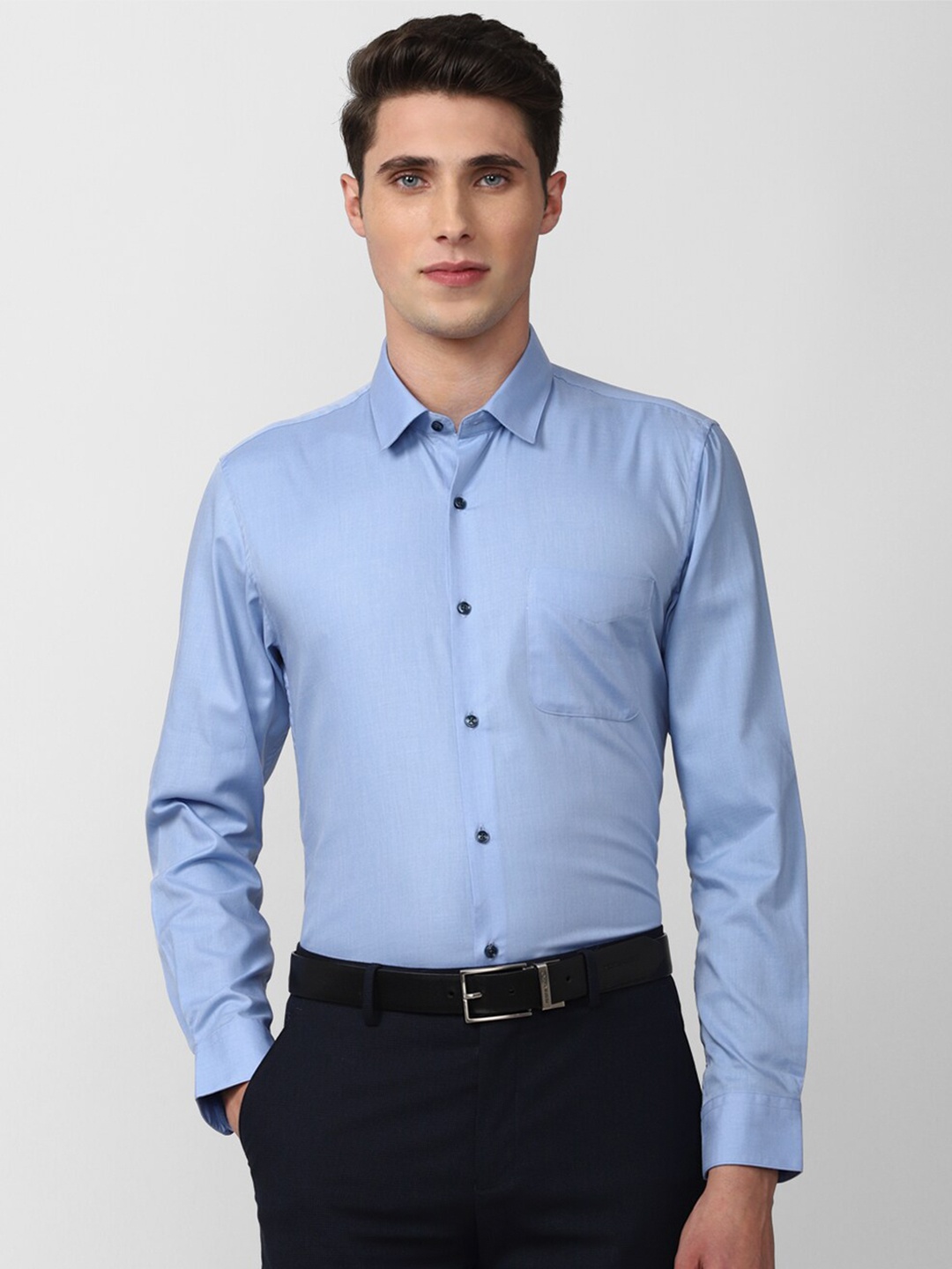 

Peter England Men Slim Fit Formal Shirt, Blue