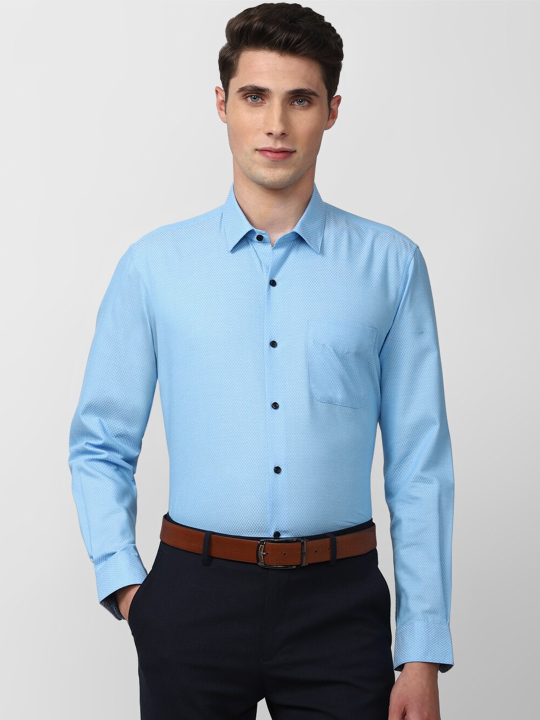 

Peter England Men Cotton Formal Shirt, Blue