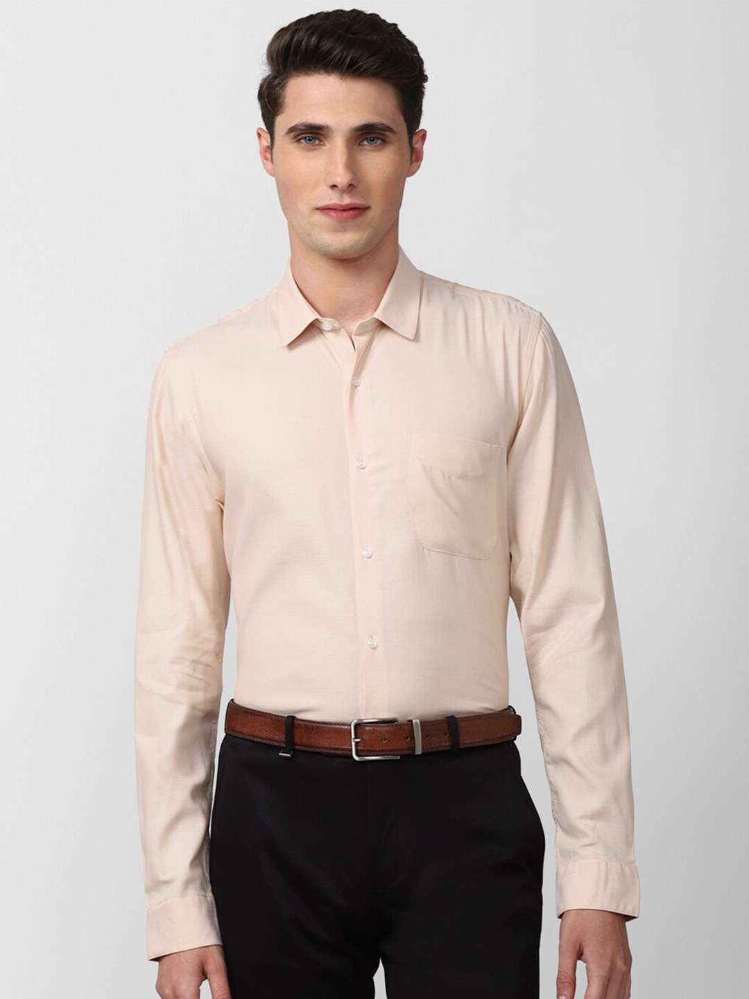 

Peter England Men Beige Slim Fit Formal Shirt