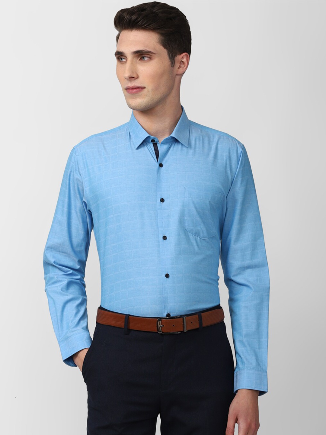 

Peter England Men Blue Formal Shirt