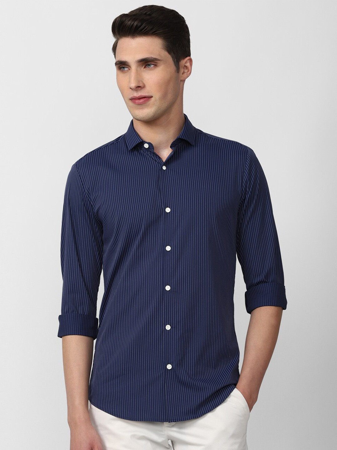 

Peter England Men Navy Blue Slim Fit Casual Shirt