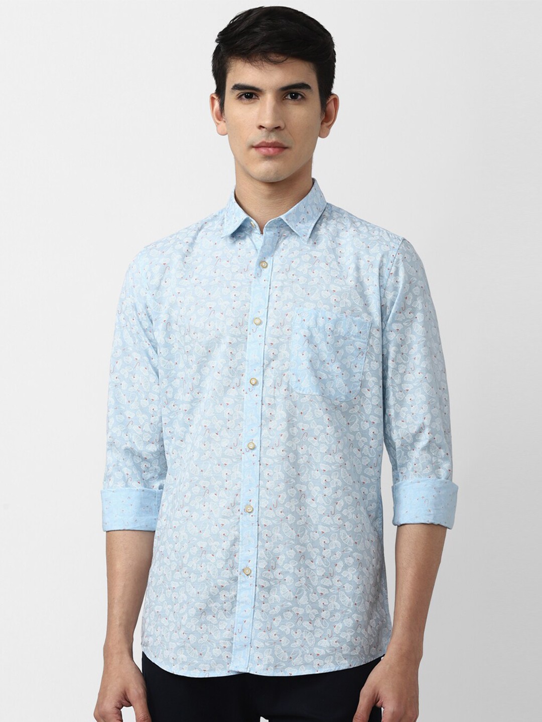 

Peter England Casuals Men Slim Fit Floral Printed Casual Cotton Shirt, Black