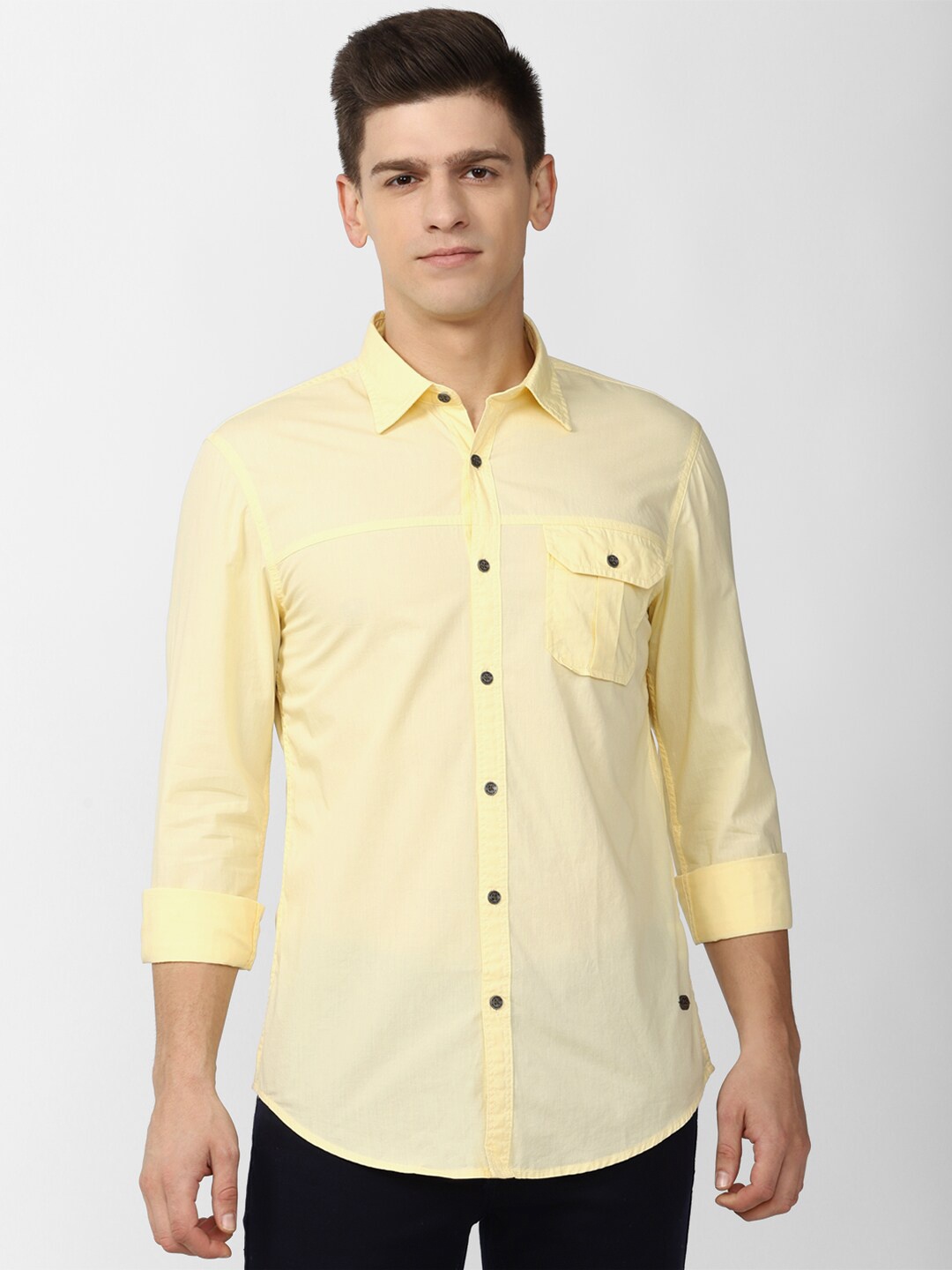 

Peter England Casuals Men Yellow Slim Fit Casual Cotton Shirt