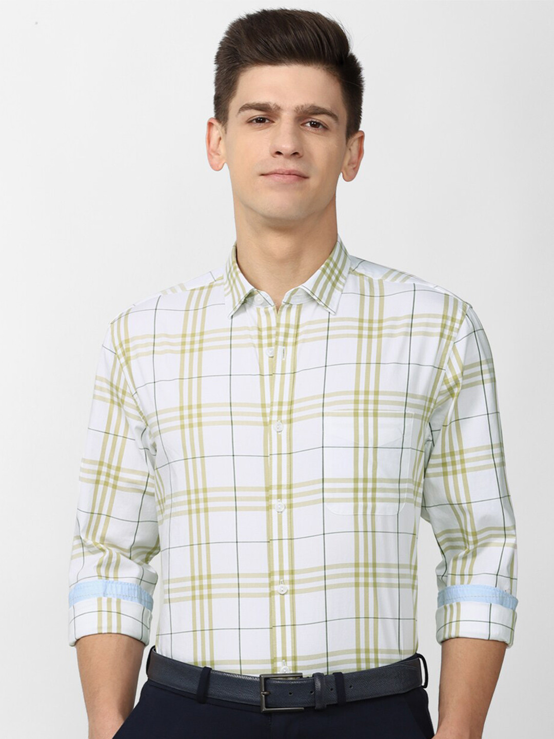 

Peter England Elite Men Tartan Checked Casual Cotton Shirt, White