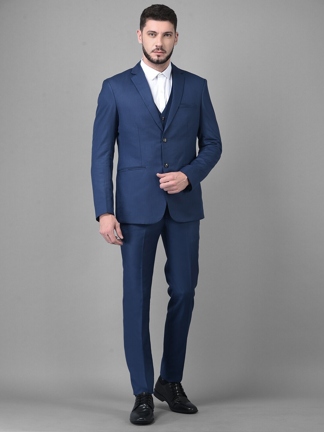 

Canary London Men Blue Solid Slim-Fit Single Breasted 3-Piece Formal Suit