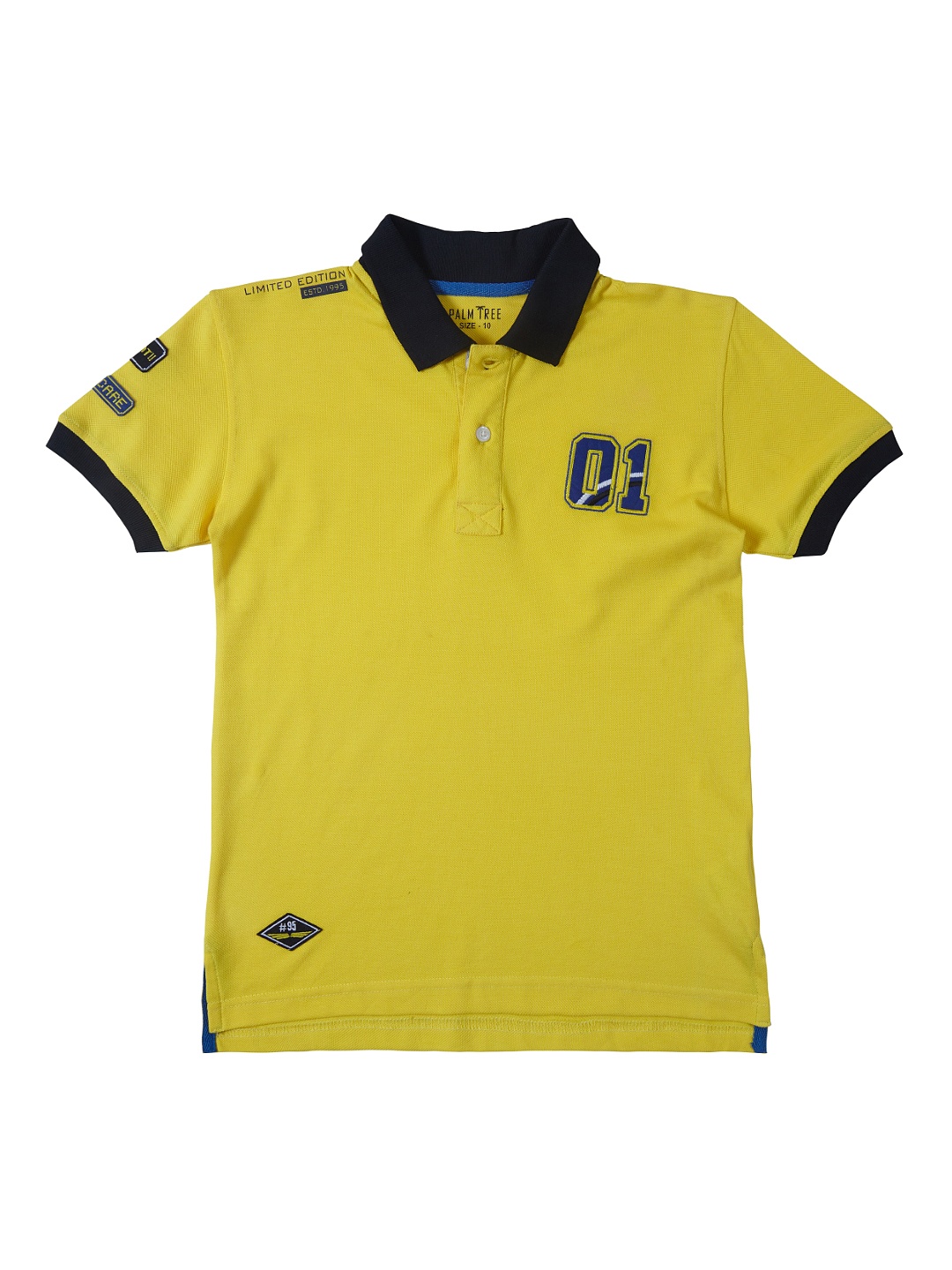 

Palm Tree Boys Yellow Solid Polo Collar T-shirt