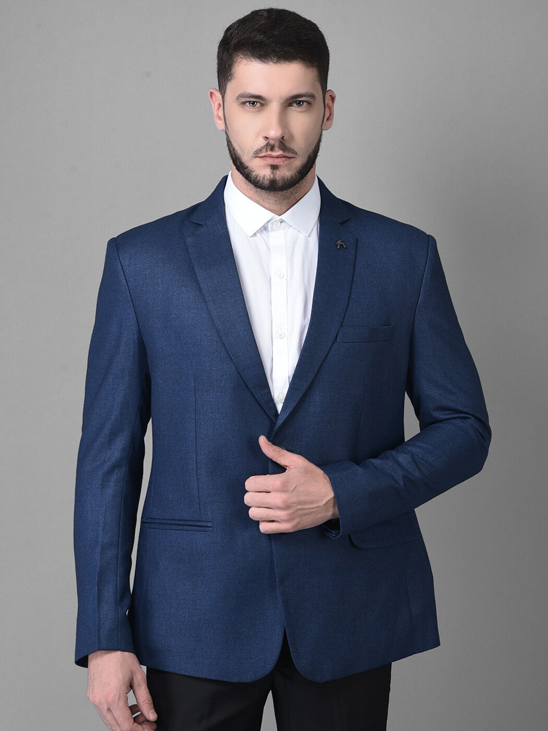

Canary London Men Blue Solid Single Breasted Slim-Fit Formal Blazer
