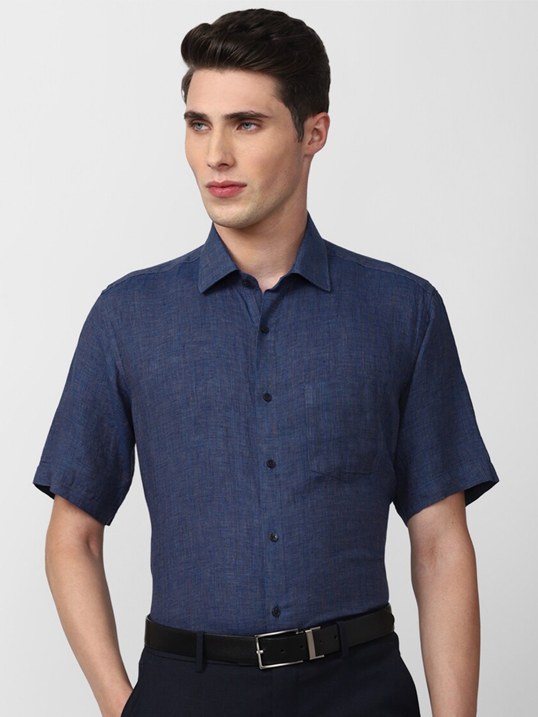 

Van Heusen Men Linen Formal Shirt, Navy blue