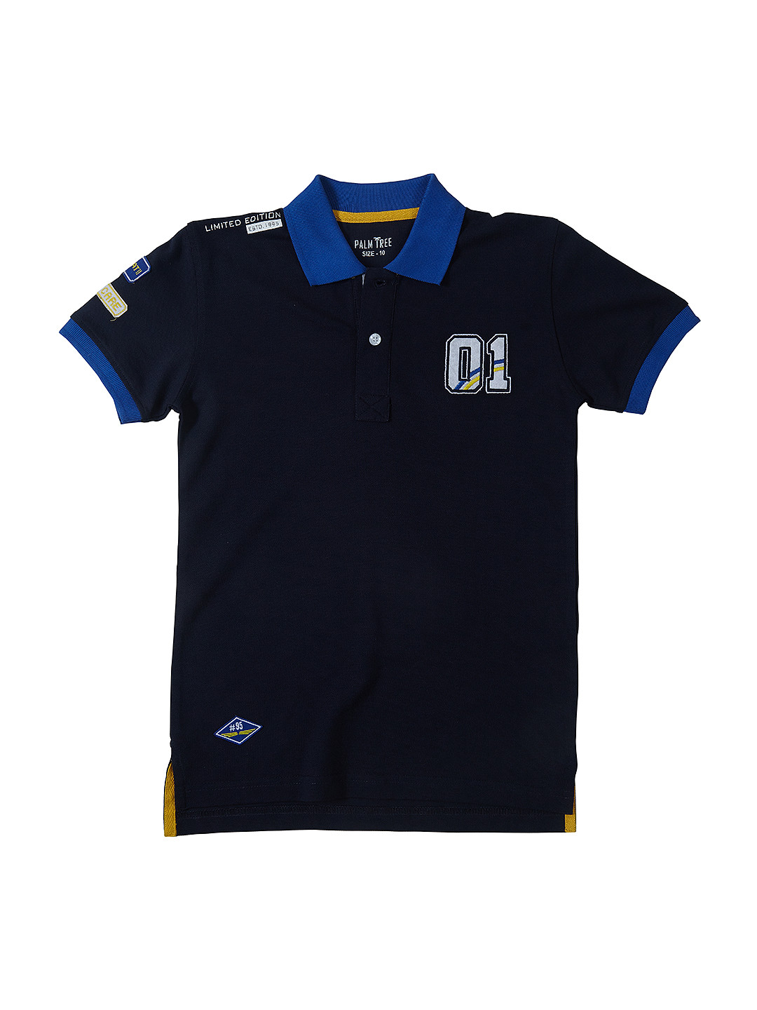 

Palm Tree Boys Navy Blue Solid Polo Collar T-shirt