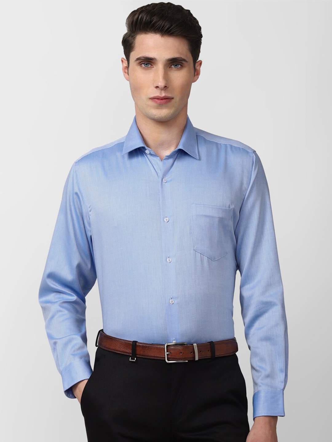 

Van Heusen Men Blue Cotton Formal Shirt