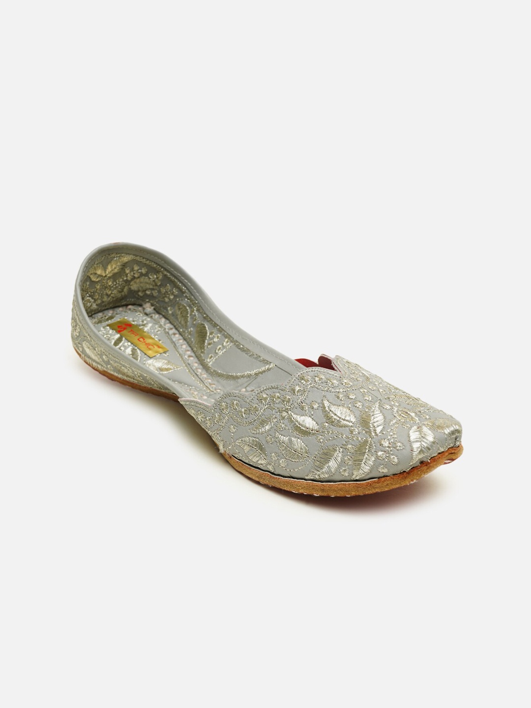 

Ta Chic Women Gold-Toned Ethnic Mojaris Flats, Grey