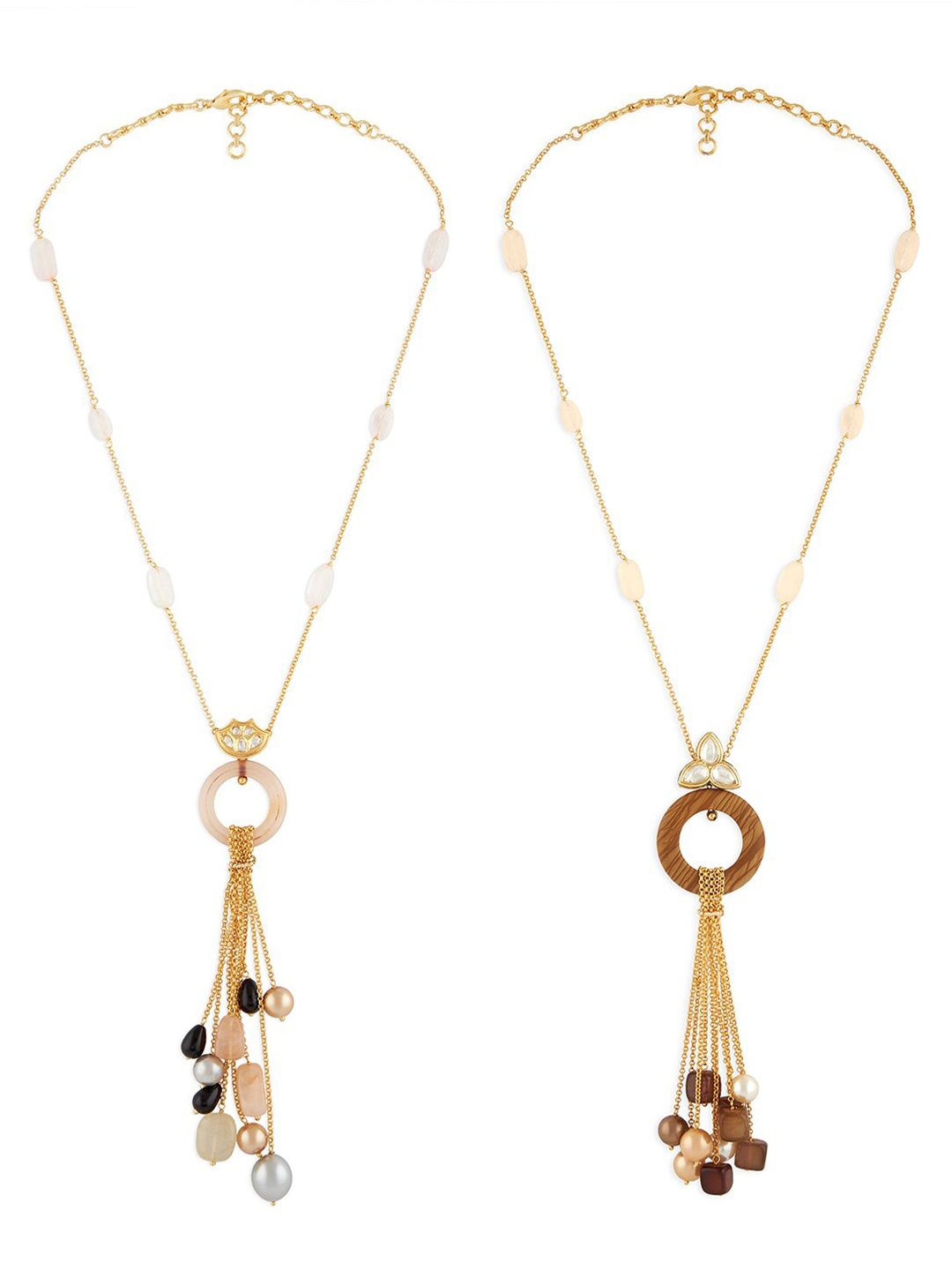 

Ahaanya Women Pack Of 2 Gold-Plated & White Brass Necklace