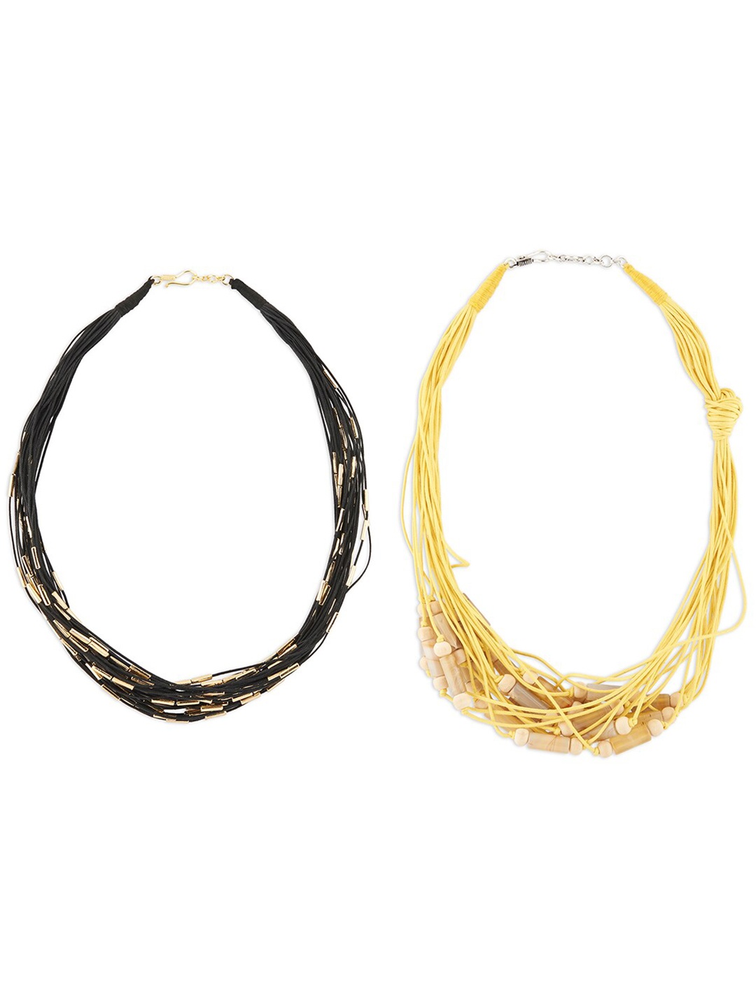 

Ahaanya Women Pack Of 2 Gold-Plated & Black Brass Necklace