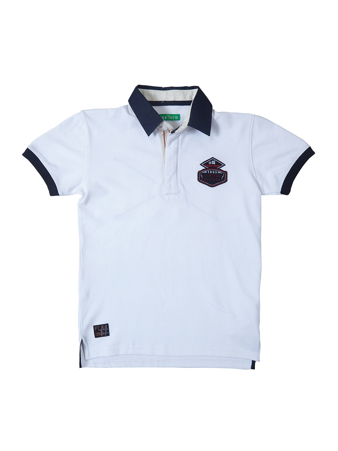 

Palm Tree Boys White Solid Polo Collar T-shirt