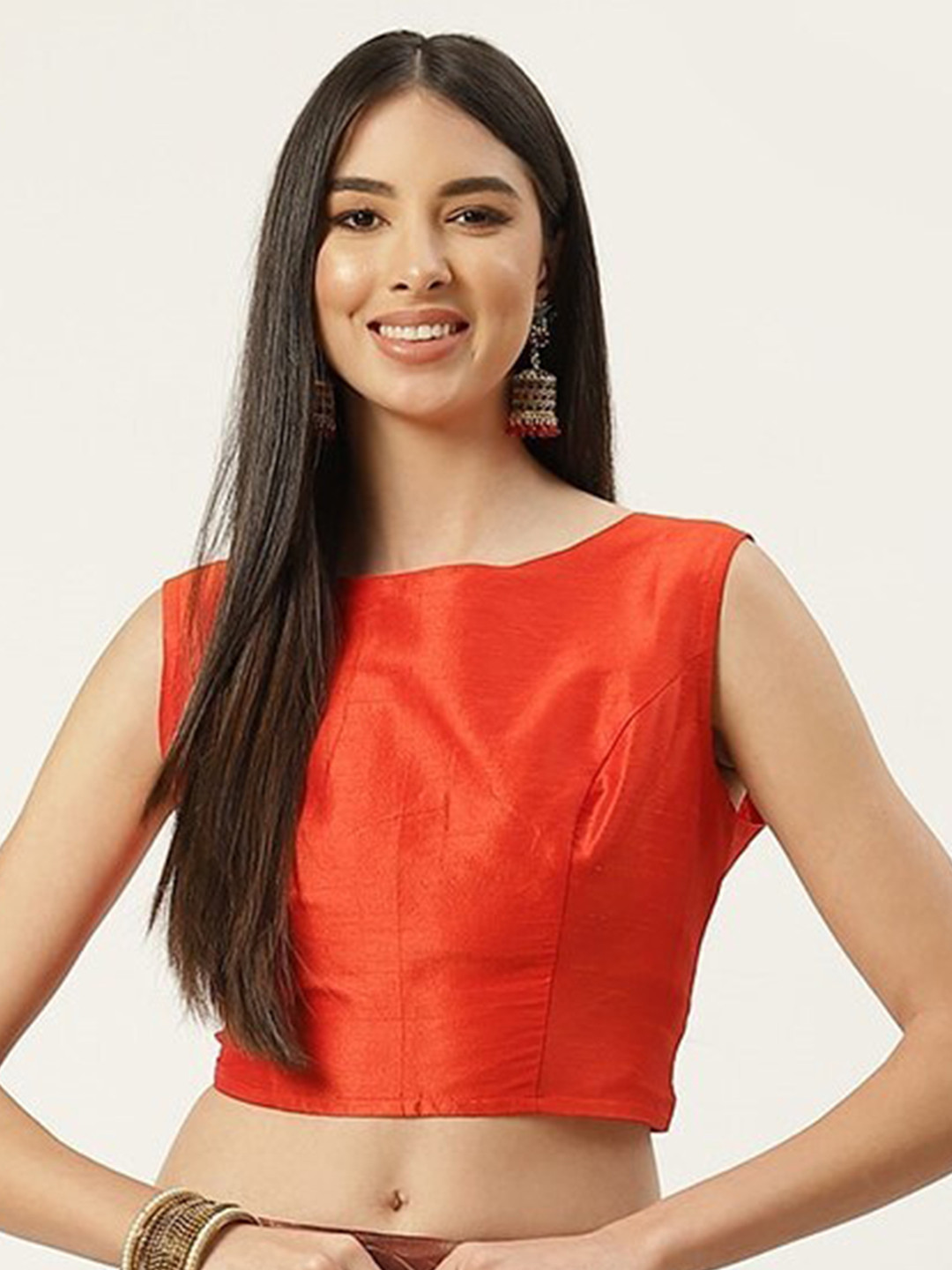 

Studio Shringaar Women Orange Solid Saree Blouse