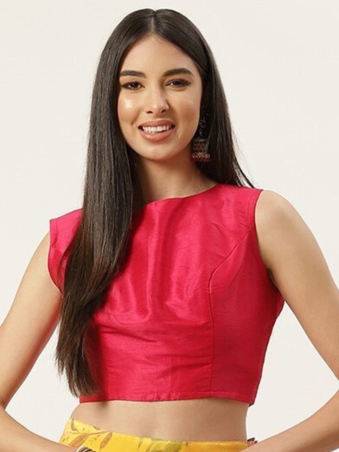 

Studio Shringaar Women Pink Solid Saree Blouse