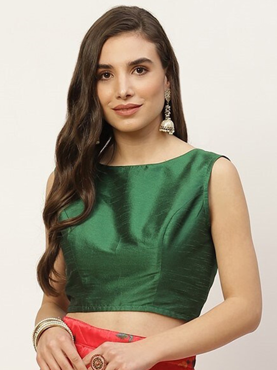 

Studio Shringaar Women Green Solid Saree Blouse