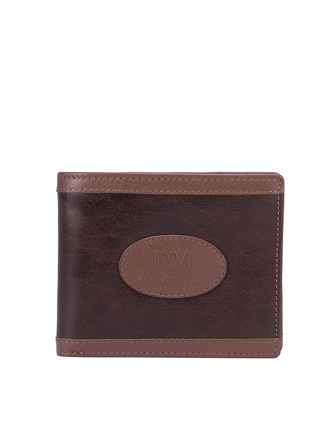 

Da Milano Men Brown Textured Leather Two Fold Wallet