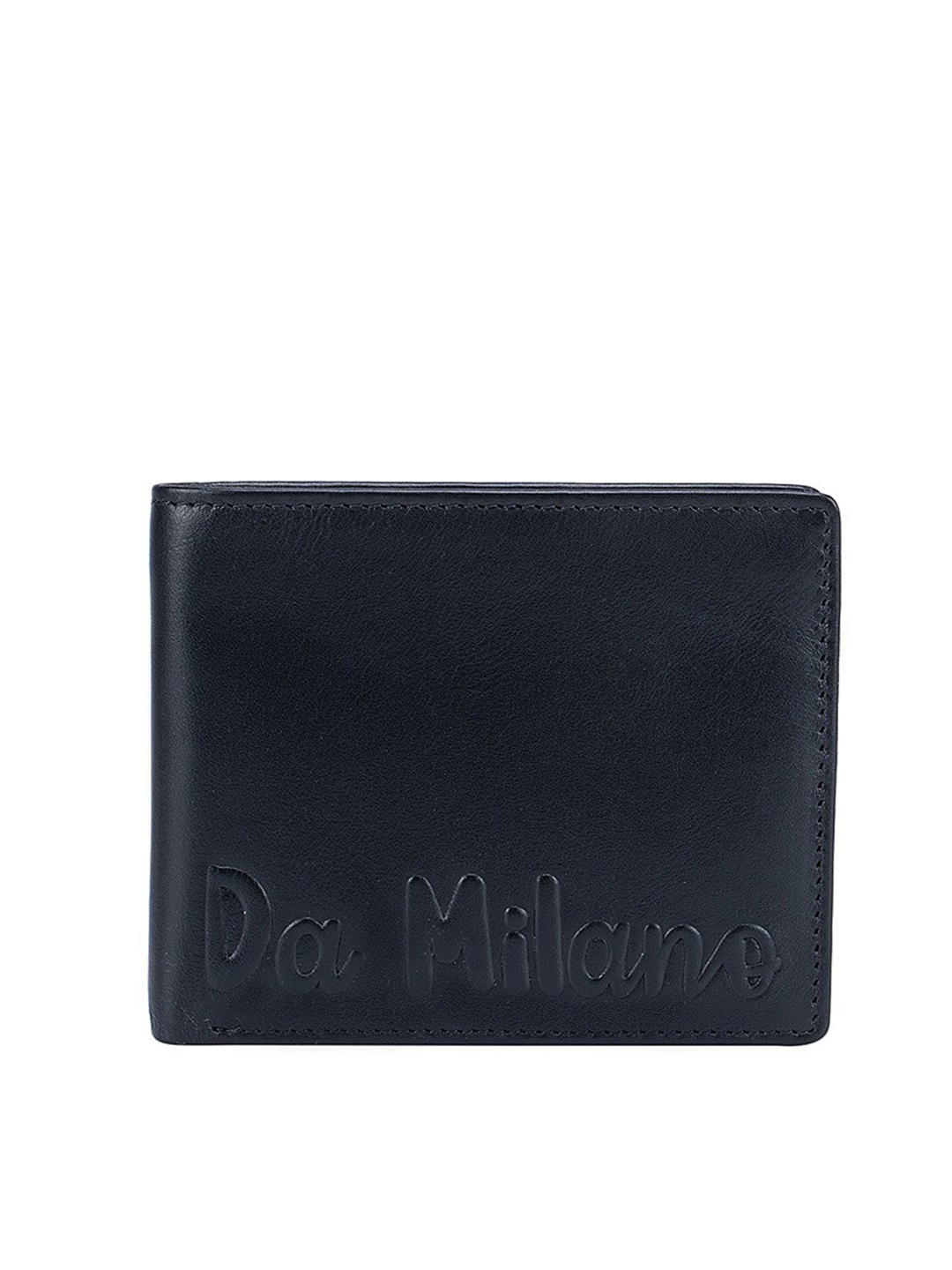 

Da Milano Men Black Textured Leather Two Fold Wallet