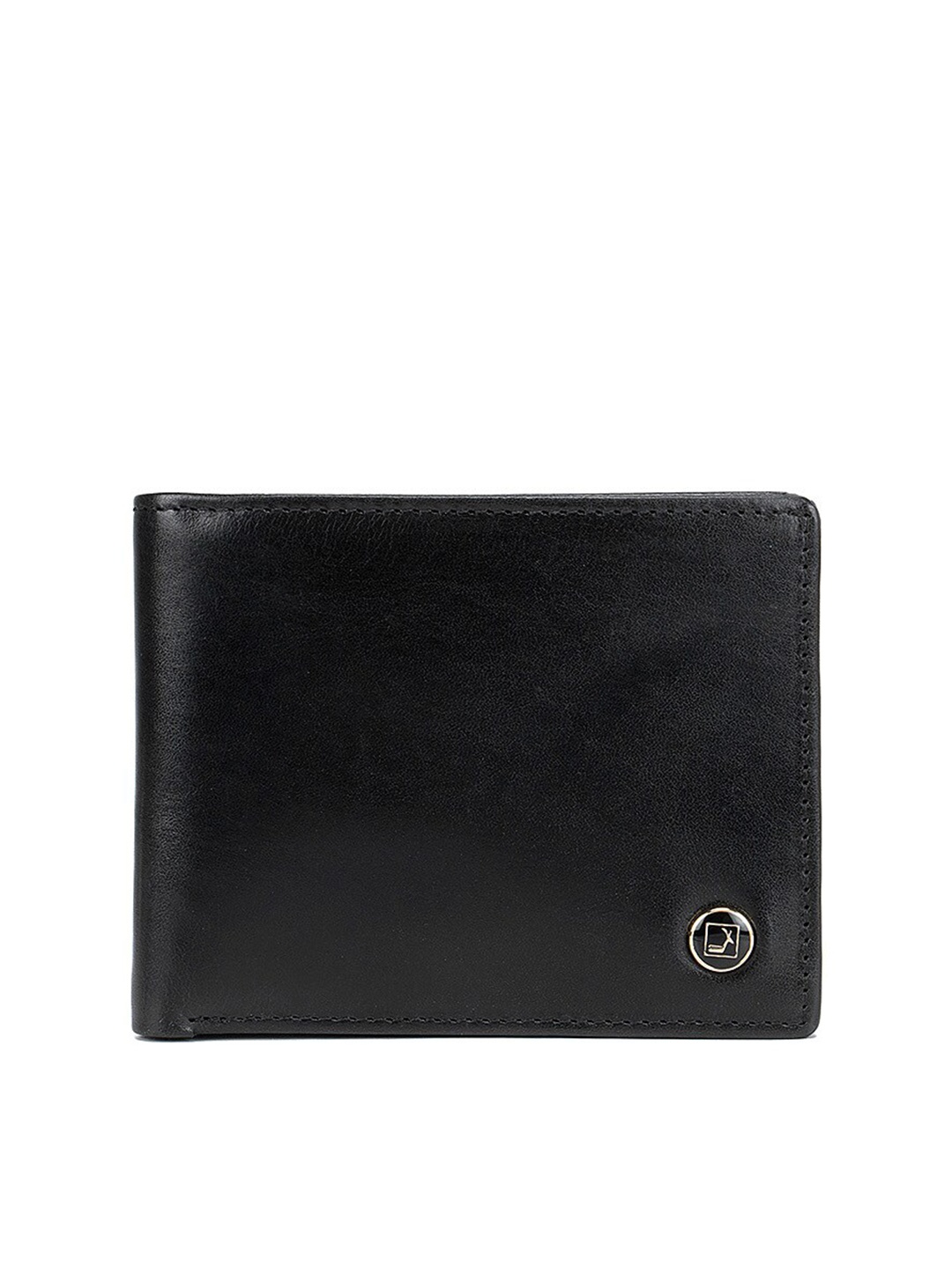 

Da Milano Men Black & Blue Textured Leather Two Fold Wallet
