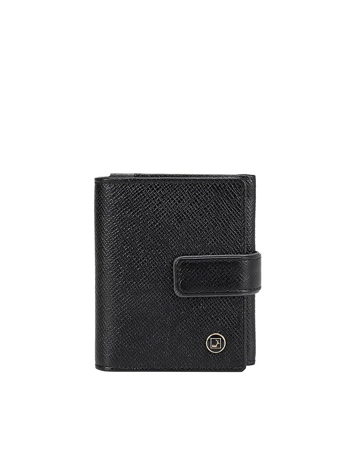 

Da Milano Men Black & Grey Textured Leather Card Holder