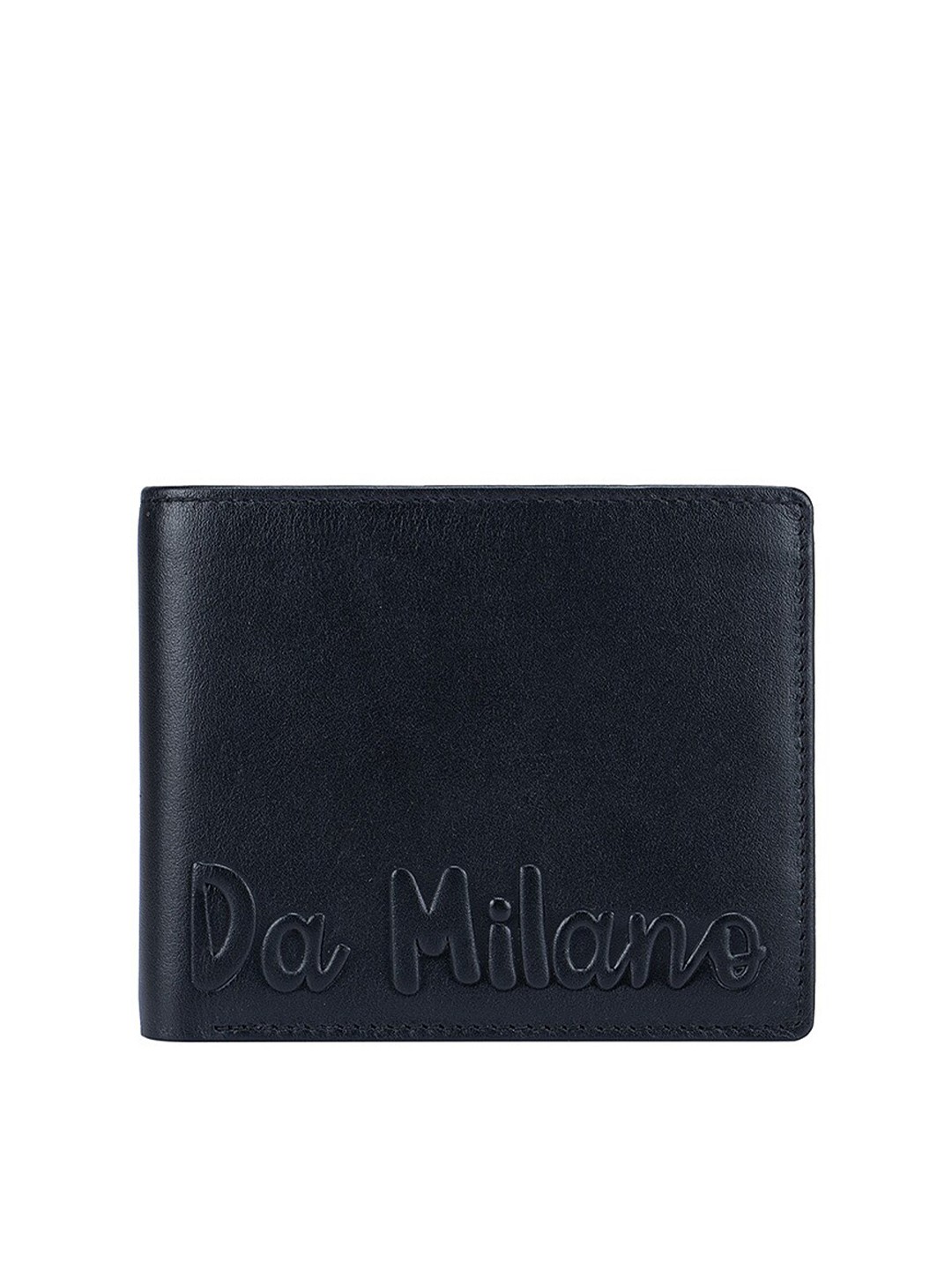 

Da Milano Men Black Textured Leather Two Fold Wallet