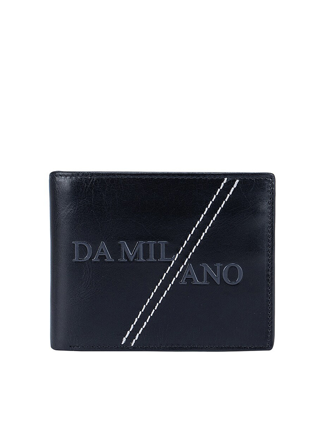 

Da Milano Men Black Textured Leather Two Fold Wallet