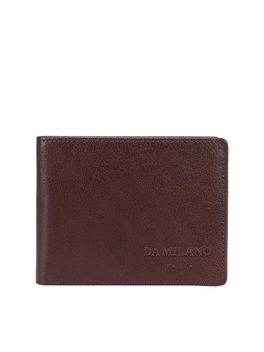 

Da Milano Men Brown Textured Leather Two Fold Wallet