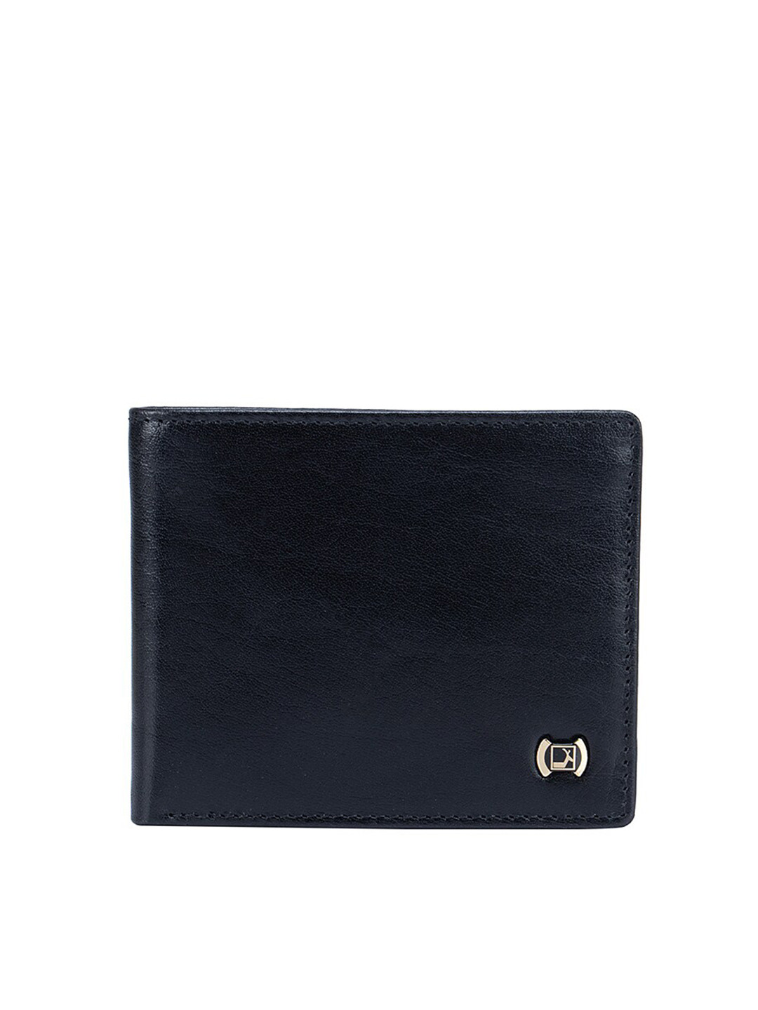 

Da Milano Men Black Textured Leather Two Fold Wallet