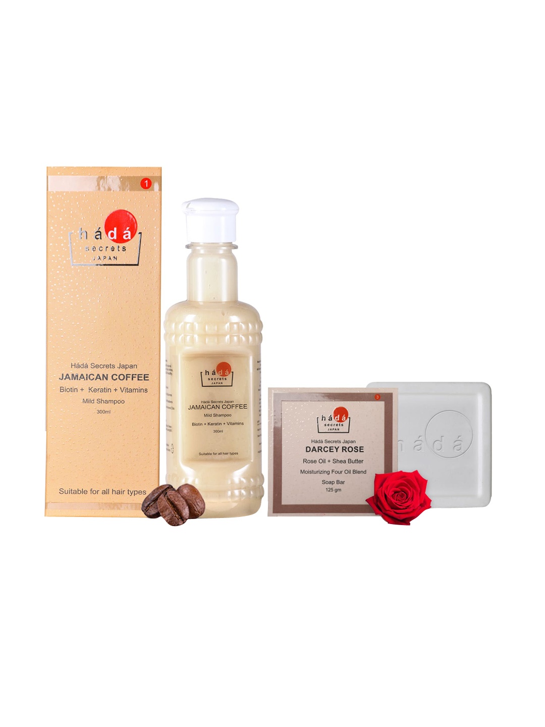 

Hada Secrets Japan Coffee Shampoo With Rose Soap, White