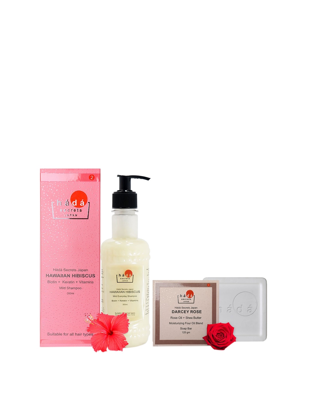 

Hada Secrets Japan Hibiscus Shampoo With Darcey Rose Soap, White