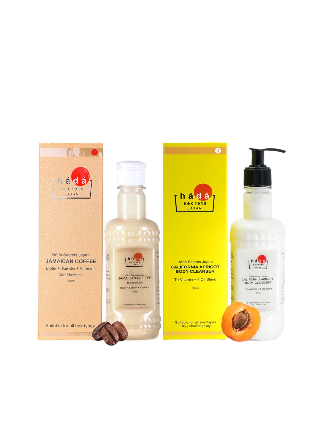 

Hada Secrets Japan California Apricot Body Wash With Coffee Shampoo, White