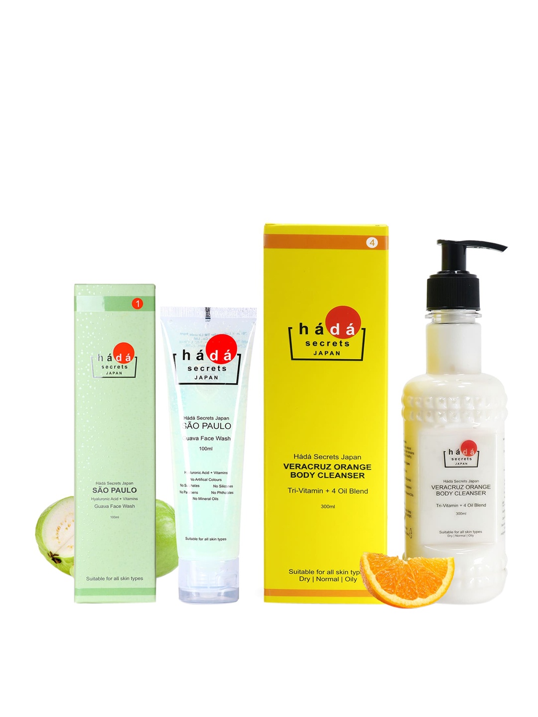 

Hada Secrets Japan Sao Paulo Guava Facewash With Veracruz Orange Body Wash-400ml, White
