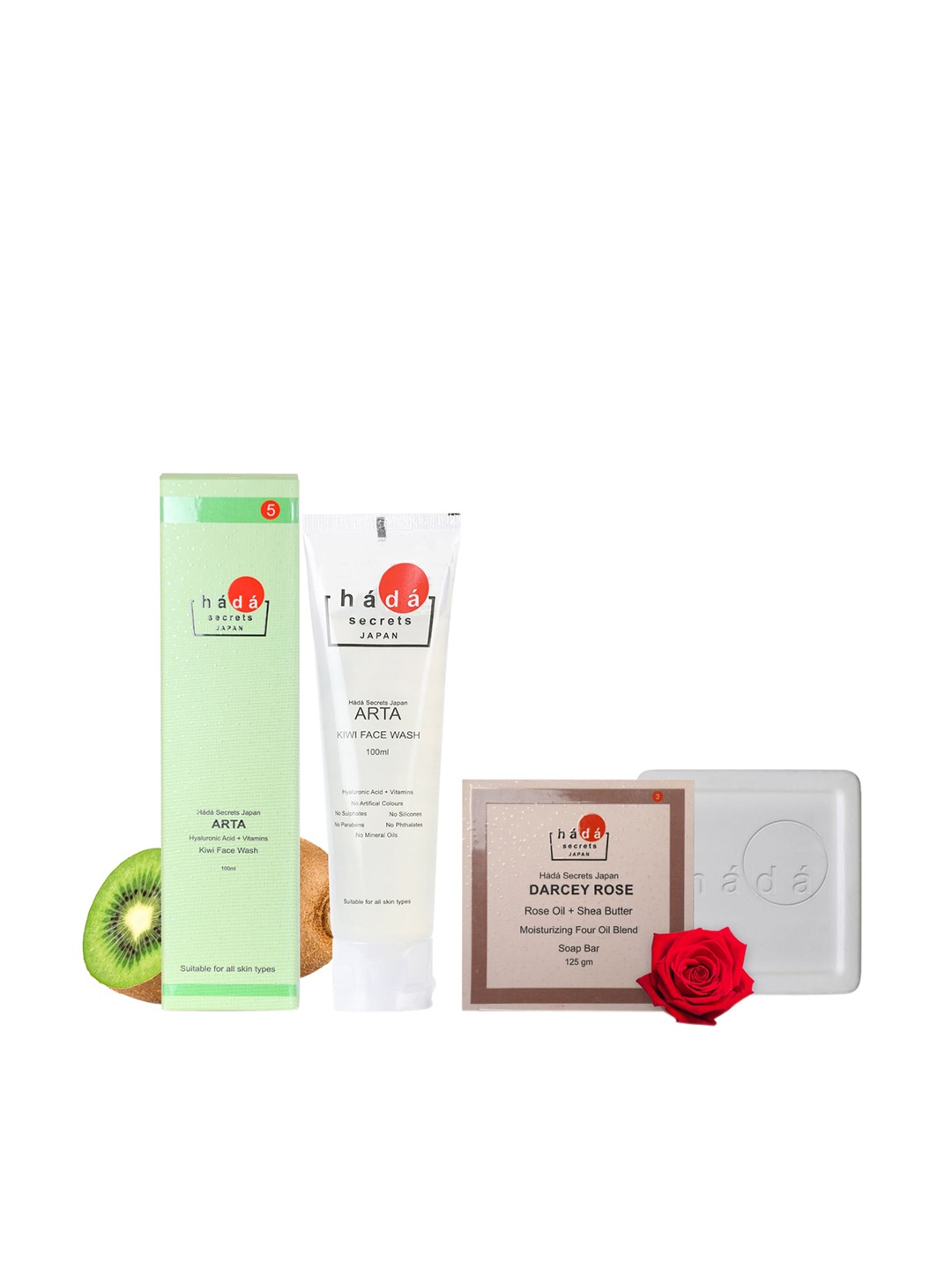 

Hada Secrets Japan Set of 2 Kiwi Facewash With Darcey Soap - 100ml + 125gm, White