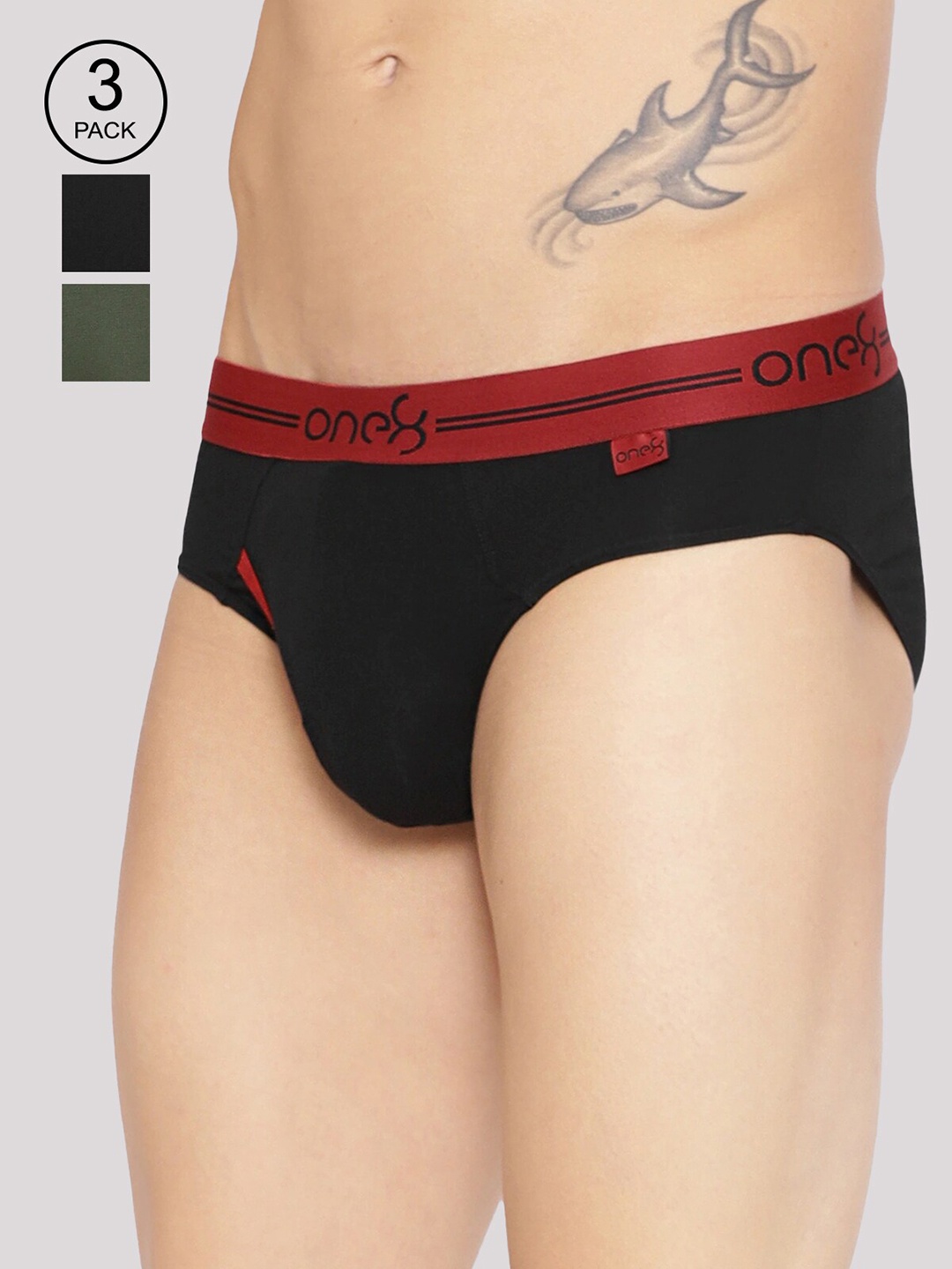 

one8 by Virat Kohli Men Pack Of 3 Solid Basic Briefs 205-PO3-Black