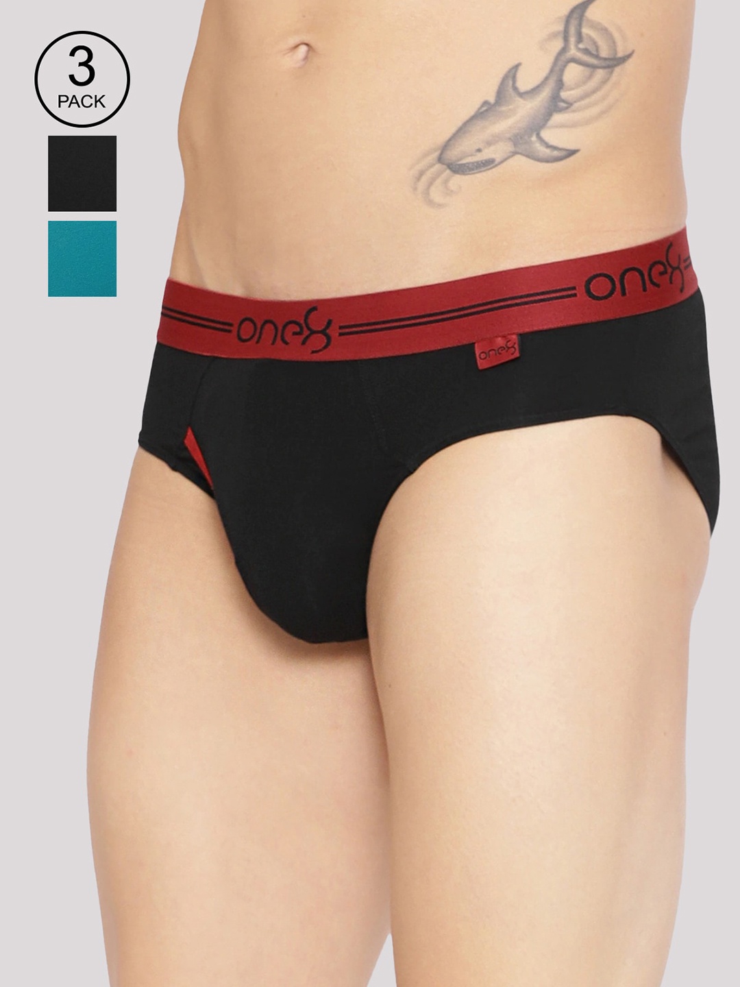 

one8 by Virat Kohli Men Pack Of 3 Solid Basic Briefs 205-PO3-Black