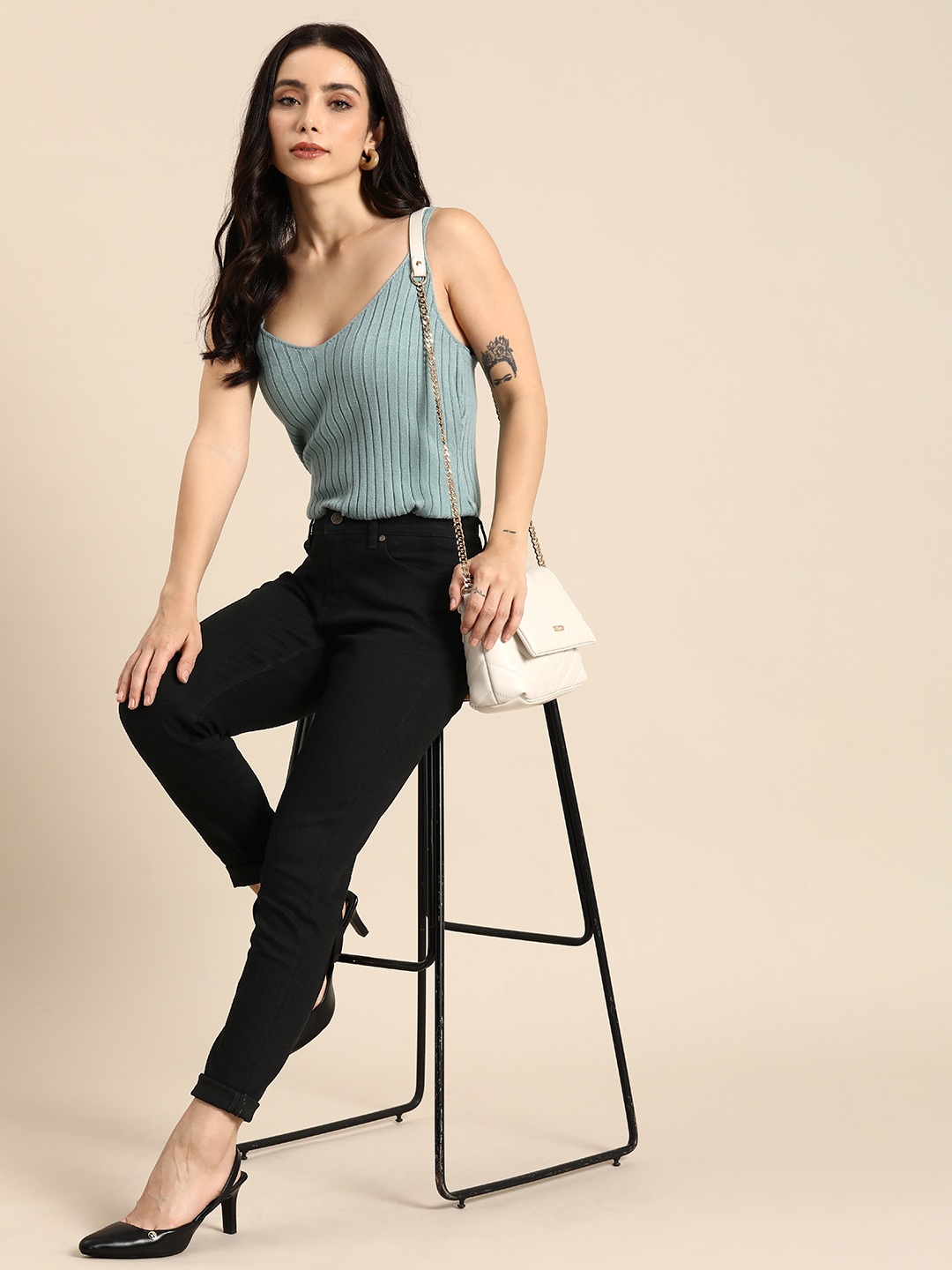 

all about you Women Mid-Rise Skinny Fit Stretchable Jeans, Black