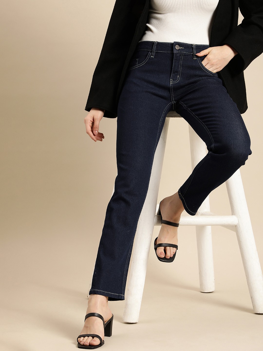 

all about you Women Slim Fit Mid-Rise Stretchable Jeans, Blue