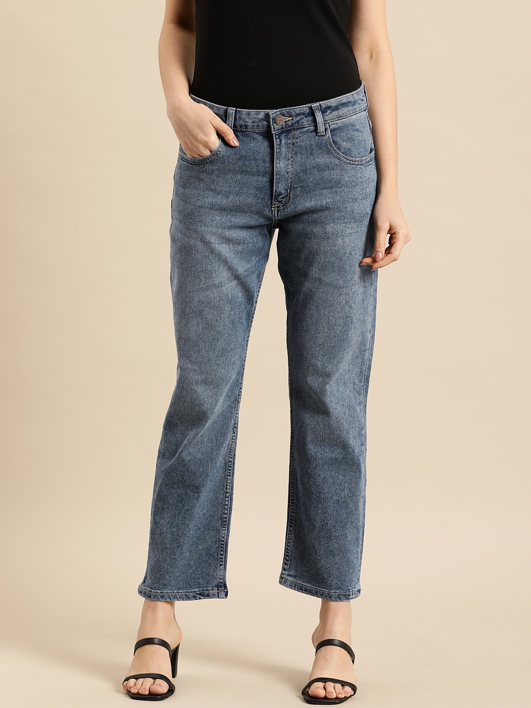 

all about you Women Straight Fit Stretchable Cropped Jeans, Blue