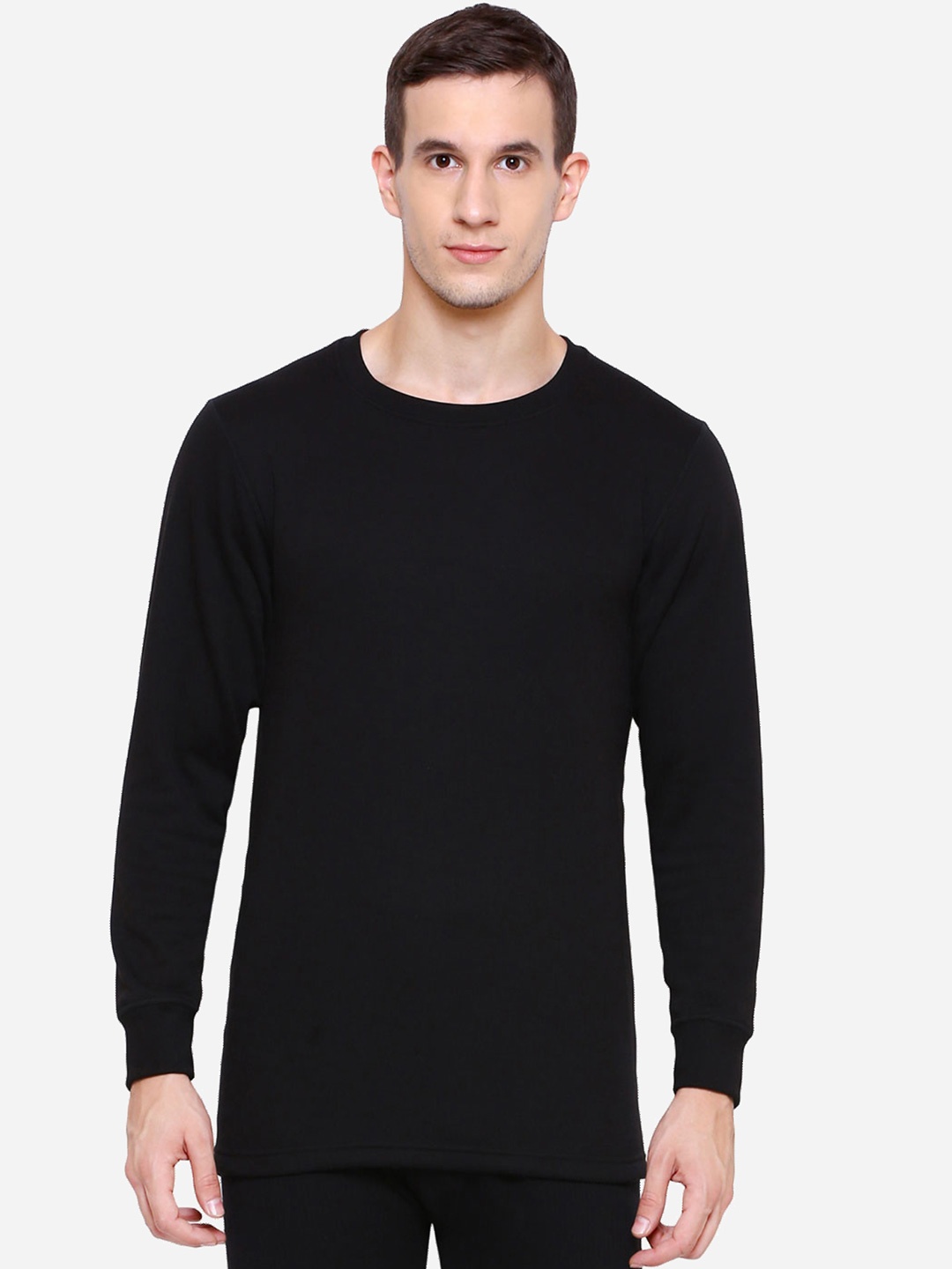 

Bodycare Men Solid Fleece Thermal Tops, Black