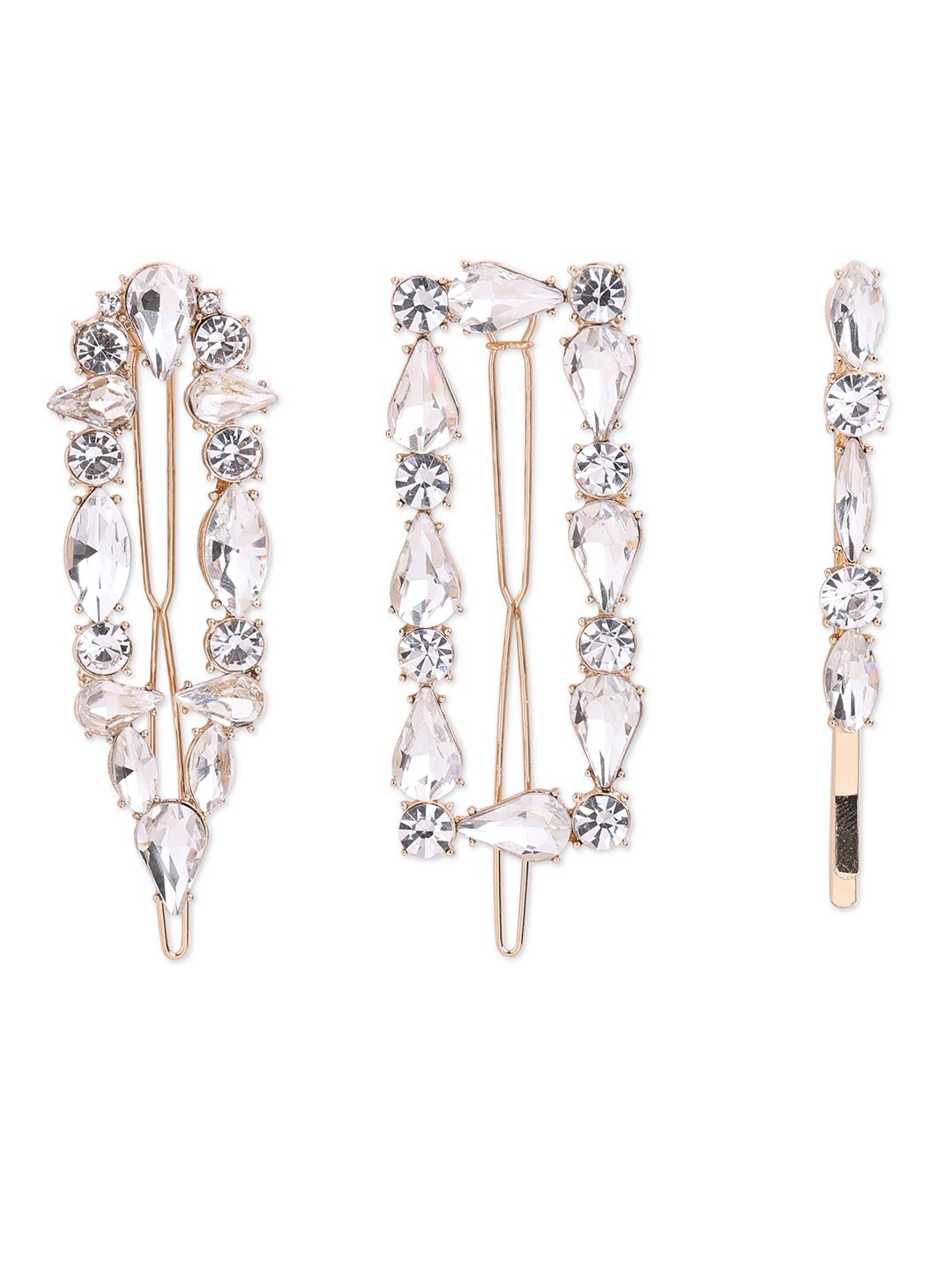 

ALDO Set of 3 Women Gold-Toned & White Embellished Bobby Pins