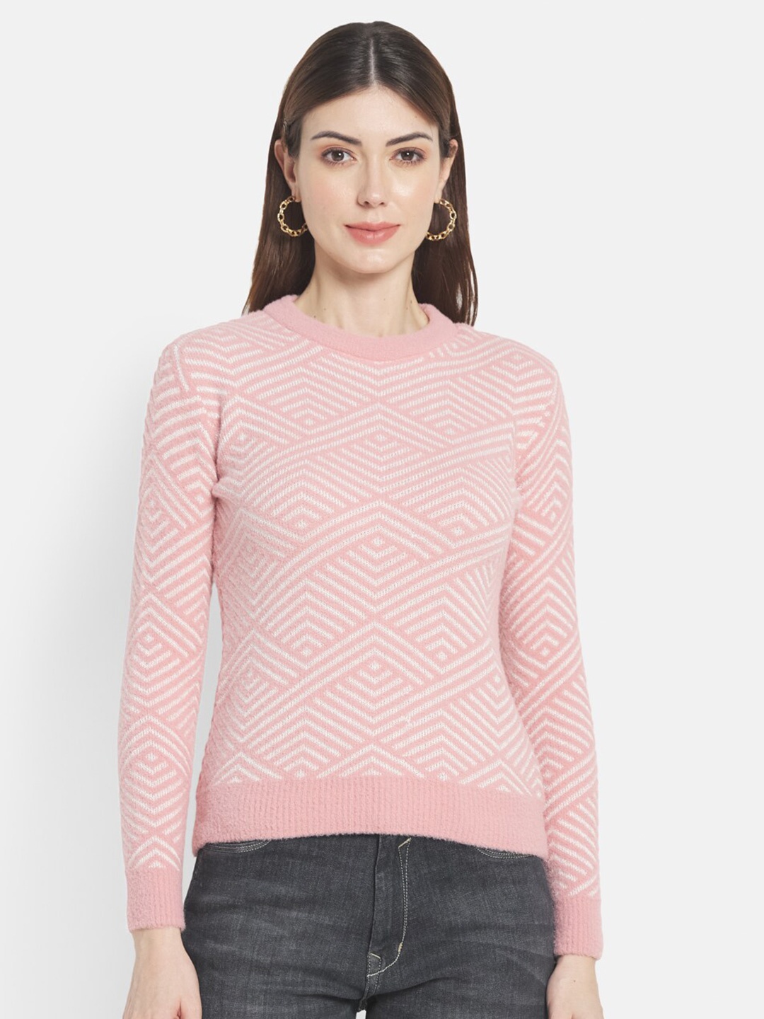 METTLE Women Coral Printed Pullover