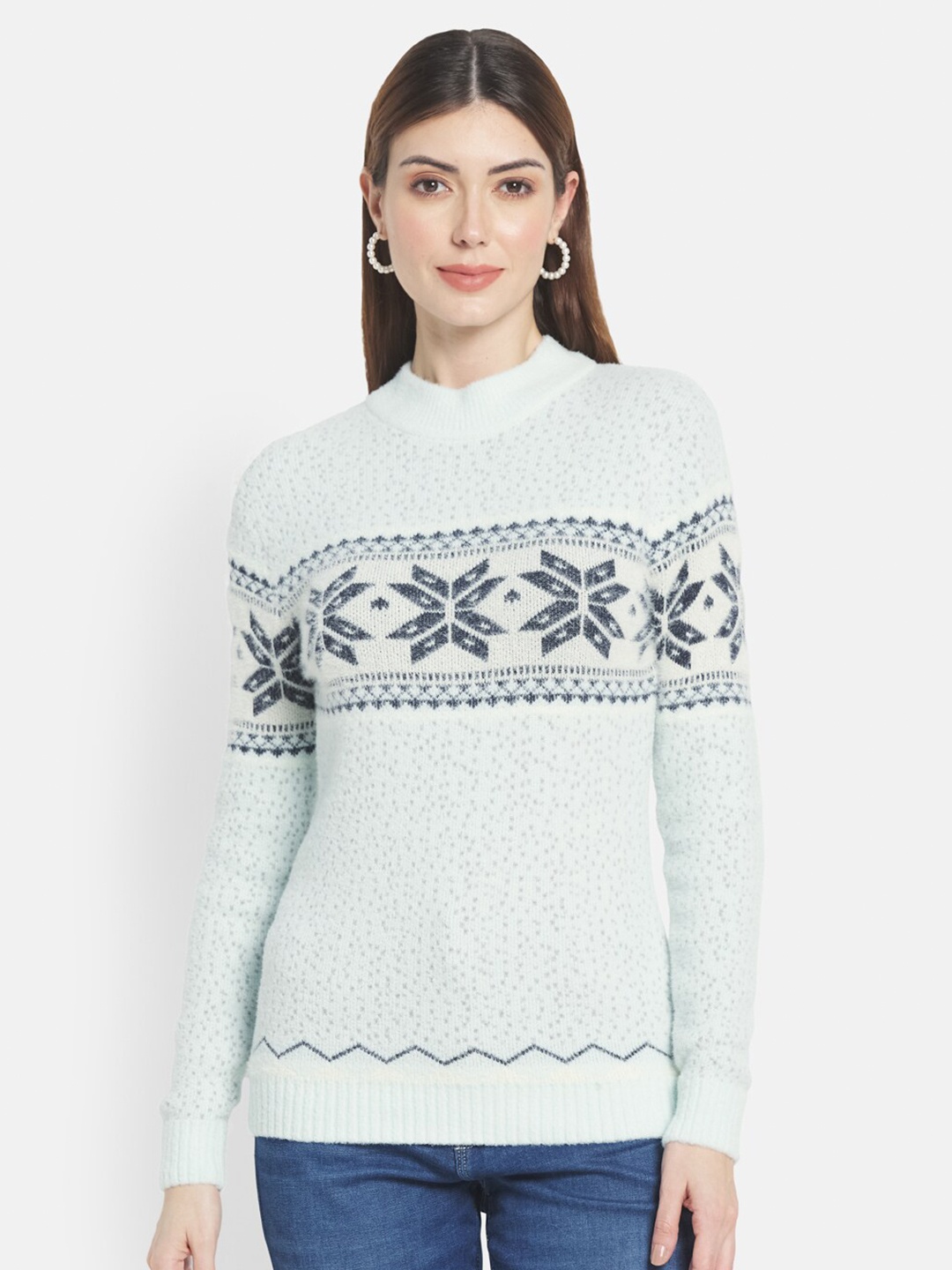 

METTLE Women Blue Floral Printed Pullover